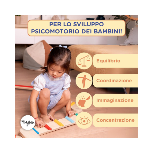 Percorso Sensoriale di Equilibrio Montessori - Sviluppo Psicomotorio - 2+ anni - in Legno