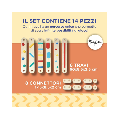 Percorso Sensoriale di Equilibrio Montessori - Sviluppo Psicomotorio - 2+ anni - in Legno