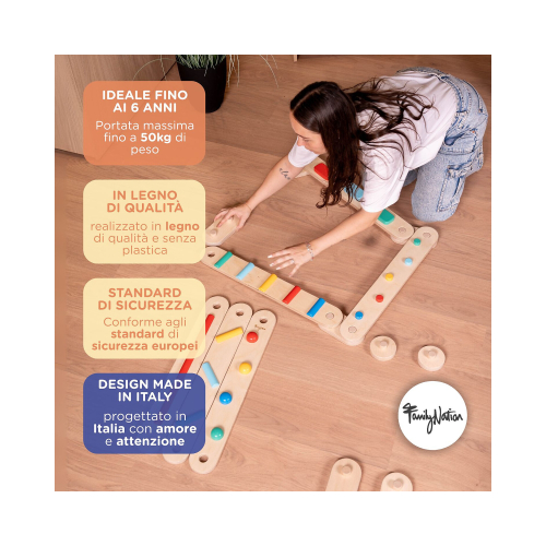 Percorso Sensoriale di Equilibrio Montessori - Sviluppo Psicomotorio - 2+ anni - in Legno