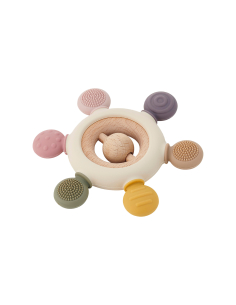 Massaggiagengive con Sonaglio - Terra - Silicone Alimentare e Legno di Faggio