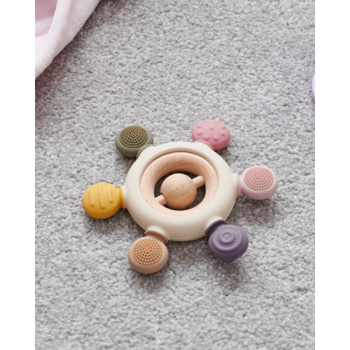 Massaggiagengive con Sonaglio - Terra - Silicone Alimentare e Legno di Faggio