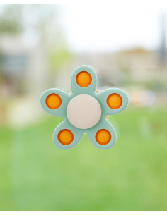 Spinner a Fiore con Ventosa - Verde Acqua - Silicone Alimentare 2