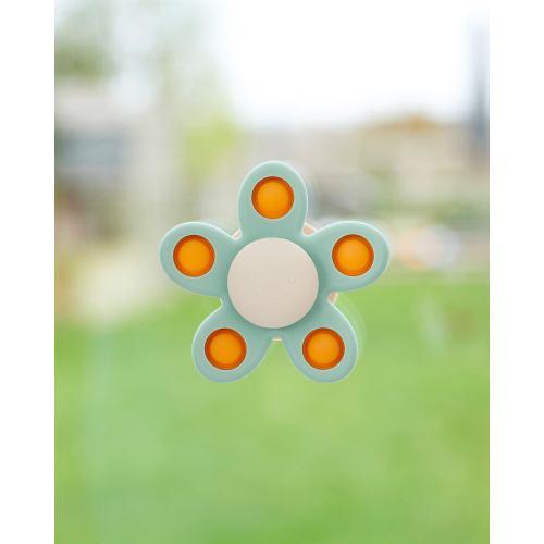 Spinner a Fiore con Ventosa - Verde Acqua - Silicone Alimentare