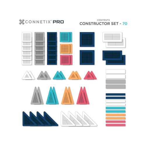 Pacco Costruttori Pro - 70 pezzi - 100% Plastica ABS Atossica