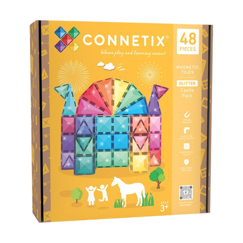 Connetix - Set Castello Glitter - 48 Pezzi - 100% Plastica ABS Atossica