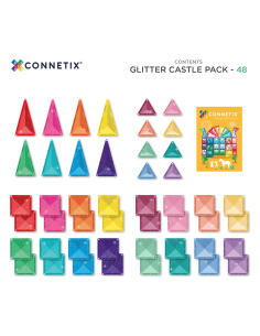 Connetix - Set Castello Glitter - 48 Pezzi - 100% Plastica ABS Atossica 2