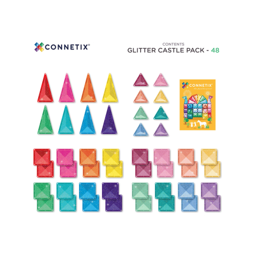 Connetix - Set Castello Glitter - 48 Pezzi - 100% Plastica ABS Atossica
