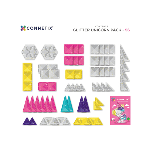 Set Unicorno Glitter - 56 Pezzi - 100% Plastica ABS Atossica