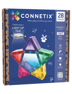 Connetix - 2 in 1 Set Costruzioni e Lampada Stella - 28 Pezzi - 100% Plastica ABS Atossica