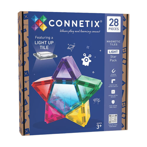 Connetix - 2 in 1 Set Costruzioni e Lampada Stella - 28 Pezzi - 100% Plastica ABS Atossica