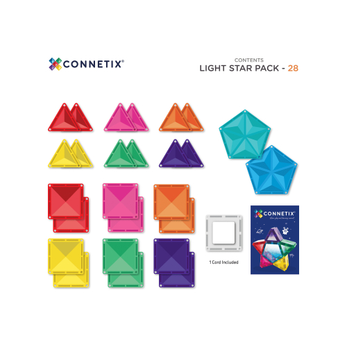 Connetix - 2 in 1 Set Costruzioni e Lampada Stella - 28 Pezzi - 100% Plastica ABS Atossica