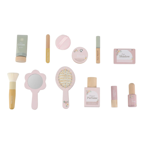 Beauty case con set trucco in legno