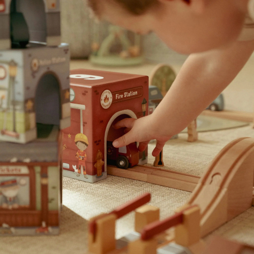 Gioco torri impilabili con automobiline in legno