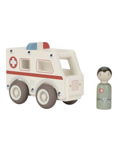 Ambulanza con personaggio di legno