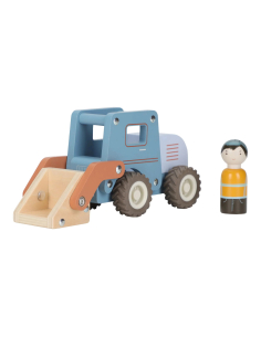 Bulldozer con personaggio di legno