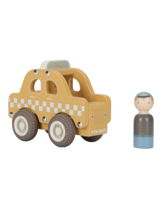Taxi con personaggio di legno