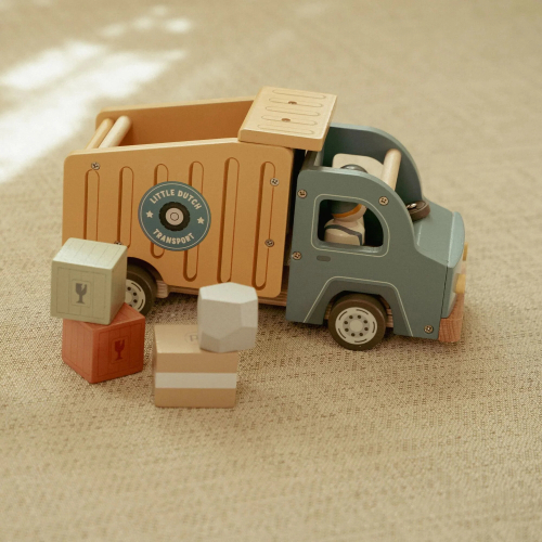 Camion ribaltabile in legno con personaggi