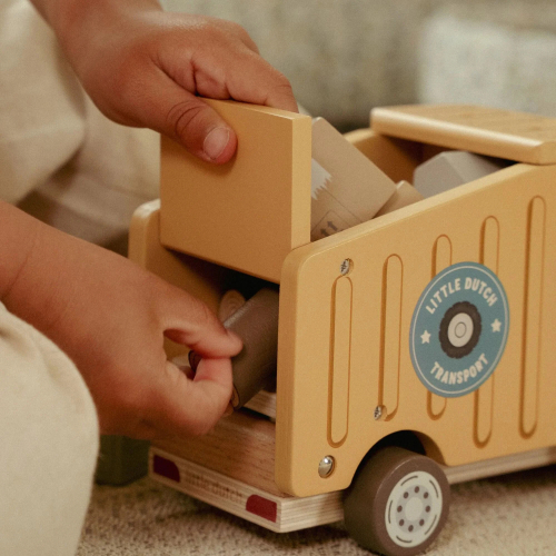 Camion ribaltabile in legno con personaggi