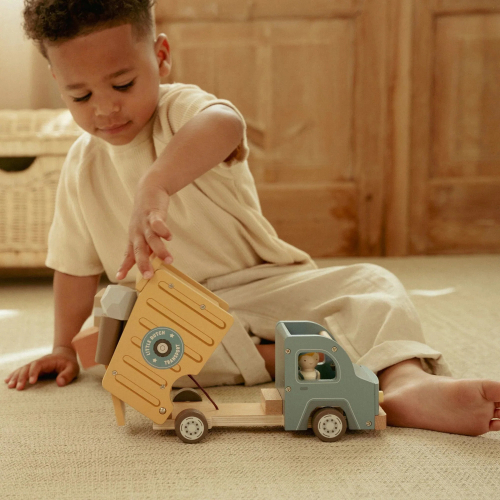 Camion ribaltabile in legno con personaggi