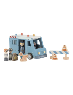 Camion della polizia in legno con personaggi