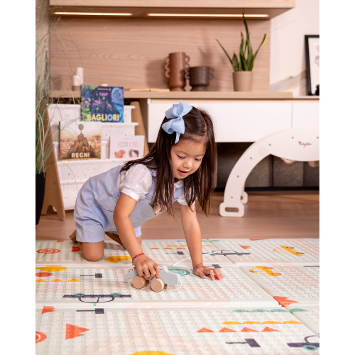Tappeto Gioco Pieghevole Montessori 2 in 1 Reversibile e Morbido - Dino Friends Friends - 180x150cm