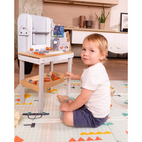 Tappeto Gioco Pieghevole Montessori 2 in 1 Reversibile e Morbido - Dino Friends Friends - 180x150cm