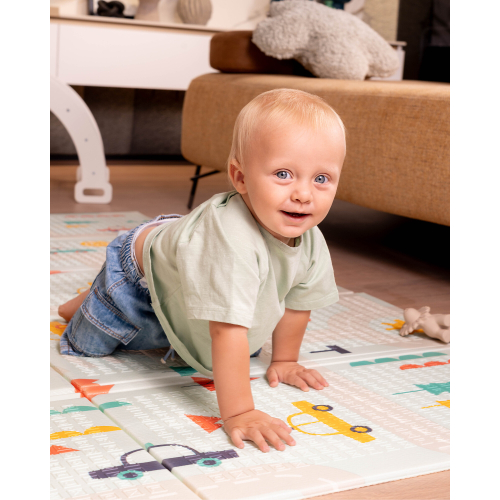 Tappeto Gioco Pieghevole Montessori 2 in 1 Reversibile e Morbido - Dino Friends Friends - 180x150cm