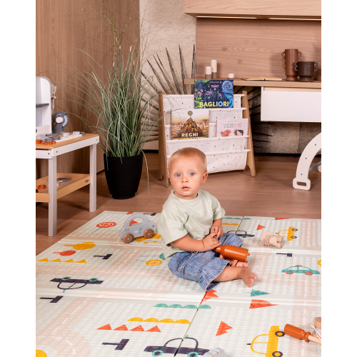 Tappeto Gioco Pieghevole Montessori 2 in 1 Reversibile e Morbido - Dino Friends Friends - 180x150cm