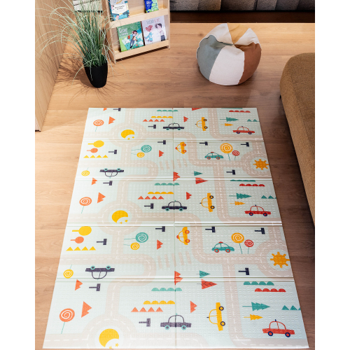 Tappeto Gioco Pieghevole Montessori 2 in 1 Reversibile e Morbido - Dino Friends Friends - 180x150cm