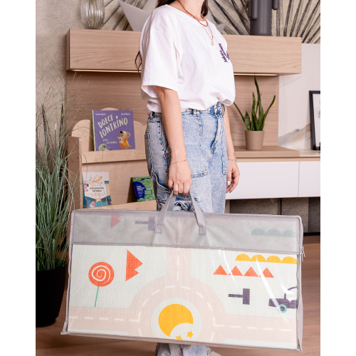 Tappeto Gioco Pieghevole Montessori 2 in 1 Reversibile e Morbido - Dino Friends Friends - 180x150cm