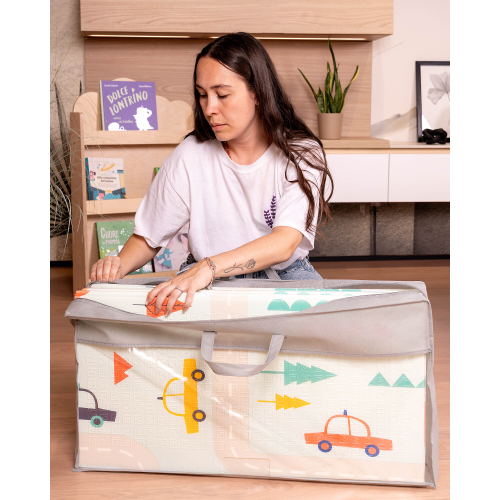 Tappeto Gioco Pieghevole Montessori 2 in 1 Reversibile e Morbido - Dino Friends Friends - 180x150cm
