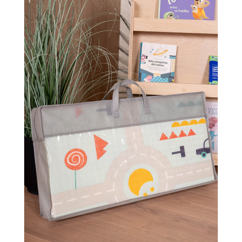 Tappeto Gioco Pieghevole Montessori 2 in 1 Reversibile e Morbido - Dino Friends Friends - 180x150cm