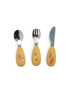 Set posate in silicone e acciaio inox - Trois petits lapins