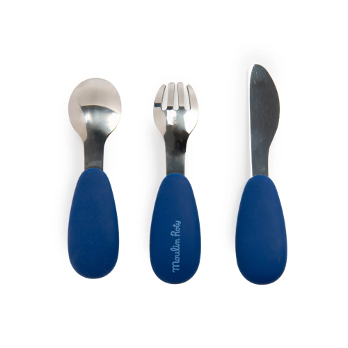 Set posate in silicone e acciaio inox - Puce e Pilou Set posate in silicone e acciaio inox - Puce e Pilou
