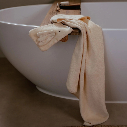 Set regalo neonato bianco con oca, cofanetto con dou dou, sonaglino e