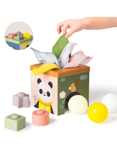 Cubo attività 12 mesi, gioco multisensoriale con forme, palline e chif