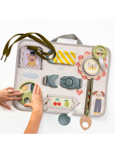 Busy board 18 mesi, tavola attività con laccetti, zip e giochi causa e