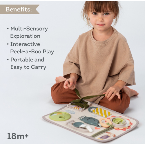 Busy board 18 mesi, tavola attività con laccetti, zip e giochi causa e