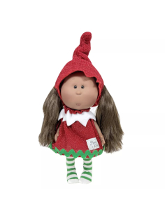 Bambola in vinile LITTLE MIA XMAS - Bimba con capelli bruni Lunghi