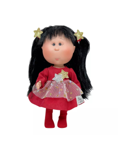 Bambola in vinile LITTLE MIA XMAS - Bimba con capelli neri Lunghi