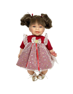 BAMBOLA Susi con vestito elegante stelline glitter rosso