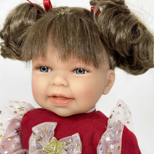 BAMBOLA Susi con vestito elegante stelline glitter rosso