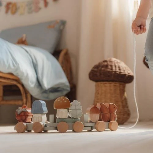 Trenino in legno impilabile PUZZLE - Forest Friends