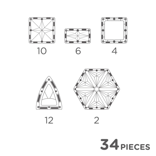 Small Curved Pack tessere magnetiche - Pastel - 34 pezzi