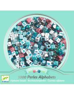 Perline in plastica da infilare kit con lettere dell'alfabeto da 1000 pezzi - argento