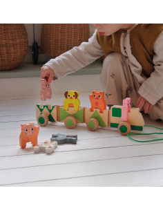 Treno in legno con Animali della fattoria 2