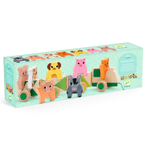 Treno in legno con Animali della fattoria
