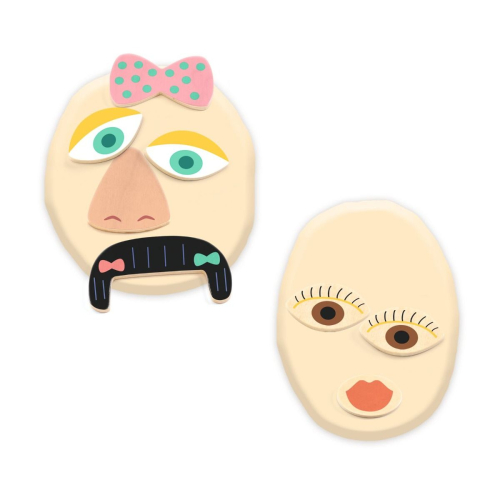 PASTA DA MODELLARE con elementi in Legno – Facce Buffe