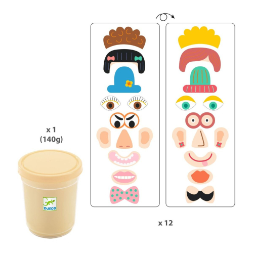 PASTA DA MODELLARE con elementi in Legno – Facce Buffe