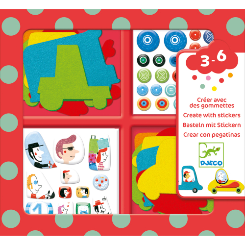 Attività collage con Stickers - I love cars